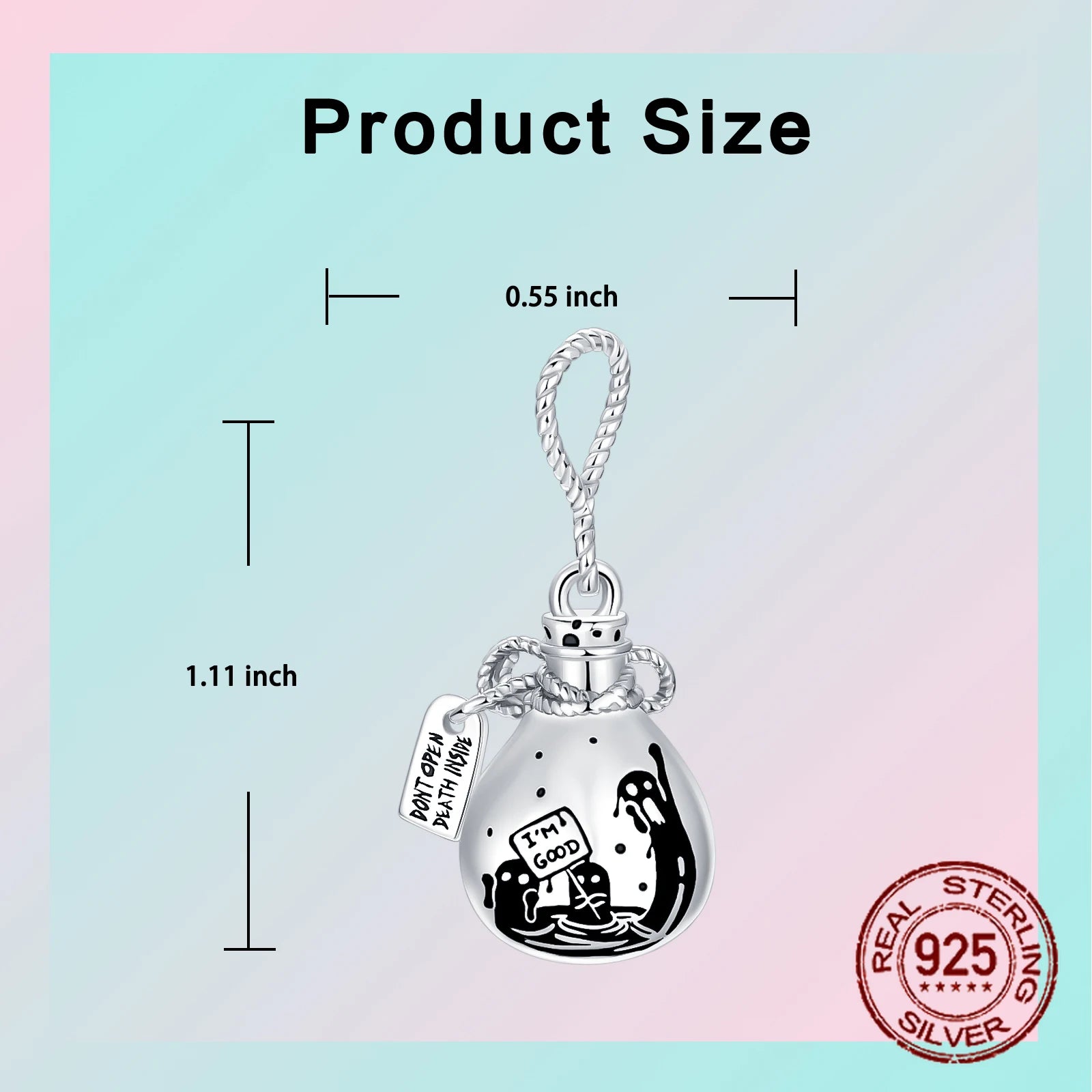 925 Sterling Silver Halloween Magic Potion Ghost Gothic Style Pendant Charm Fit Original Charms Bracelets Women Jewelry