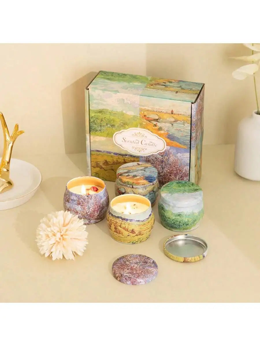 4 cans/set of hot melt wax aromatherapy set, homemade soy candle cup, flower candles for wedding and holiday decoration 4.4oz