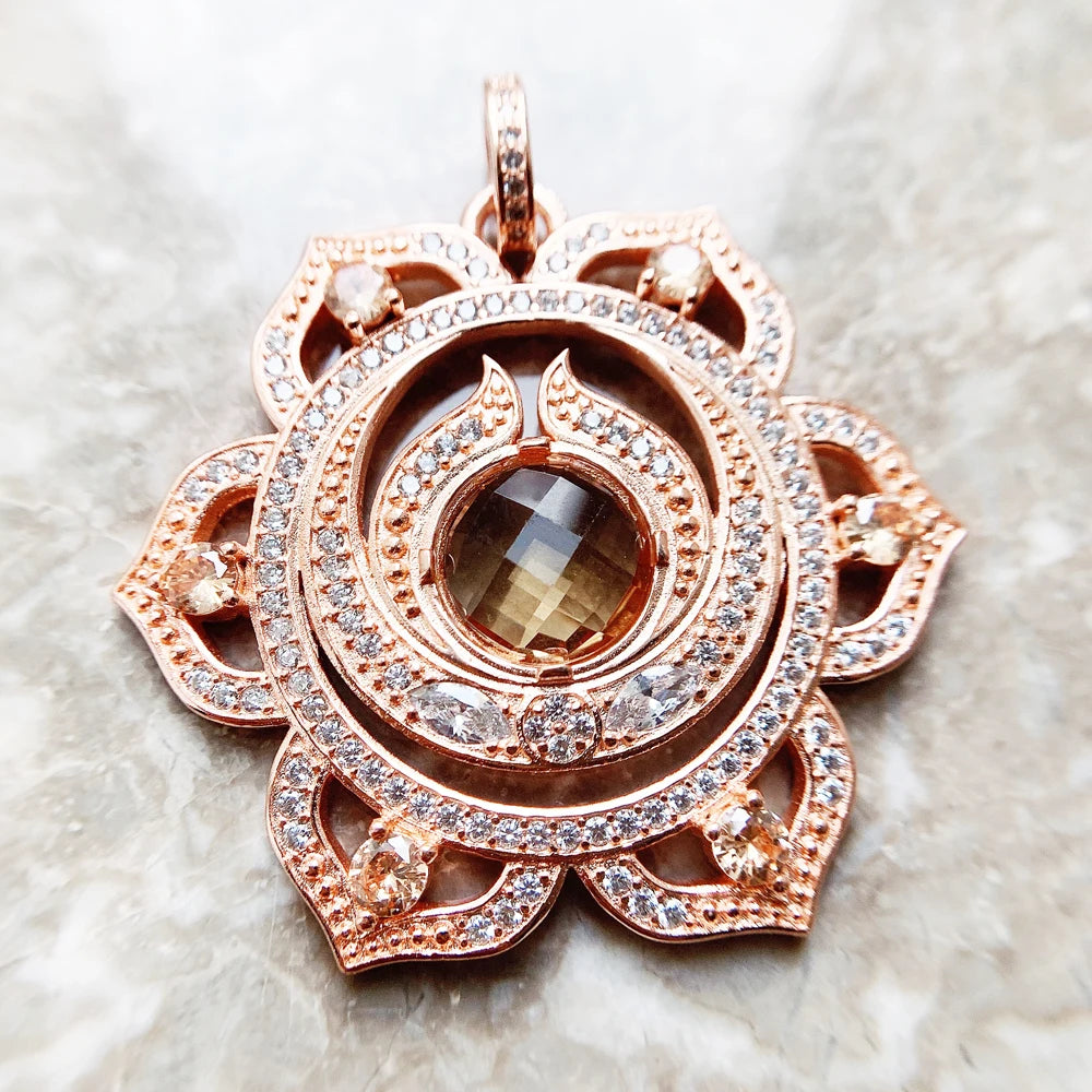 925 Sterling Silver Magical Amulet Mythical Aztec Compass Pendant Jewelry