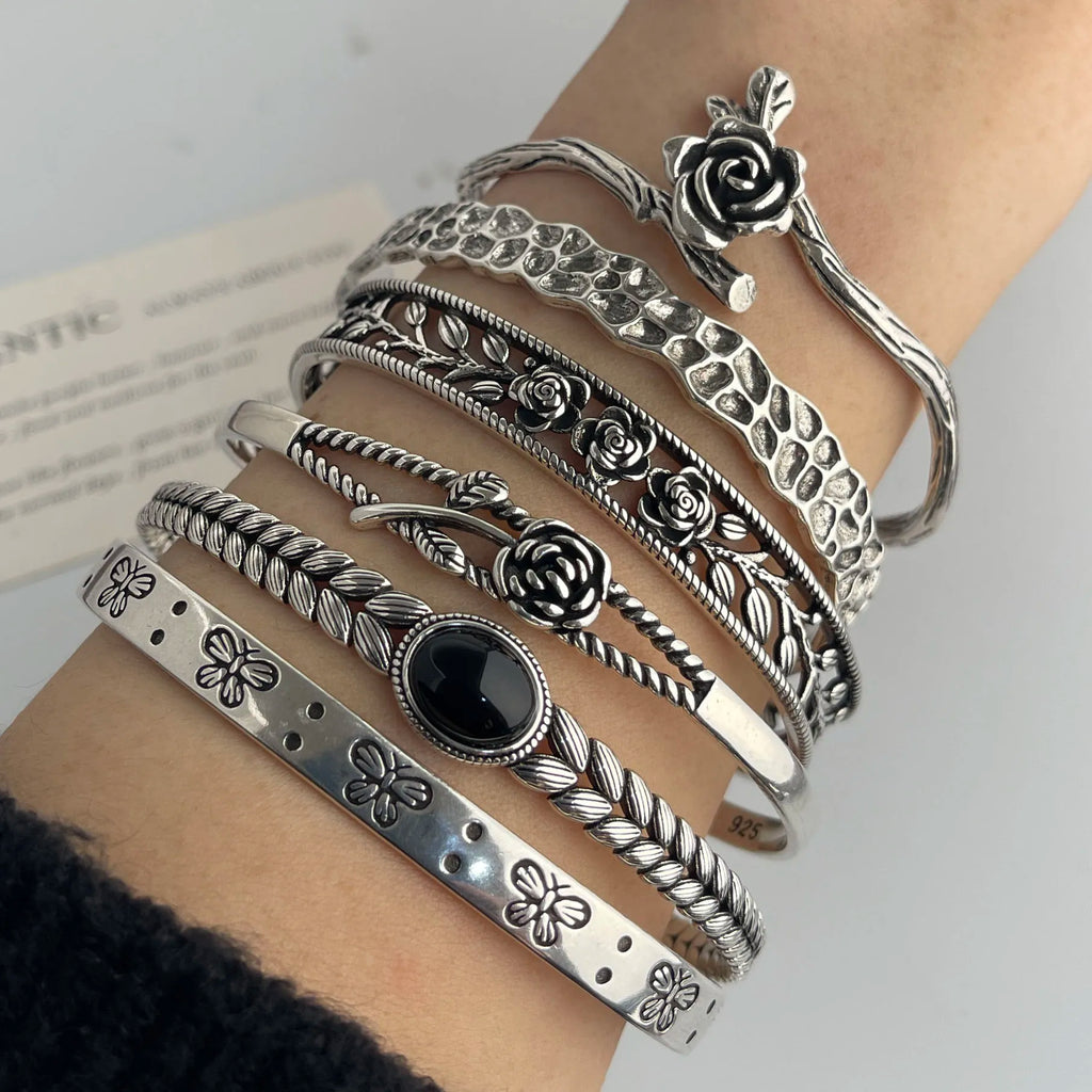 925 Sterling Silver Cuff Bracelets for Women Vintage