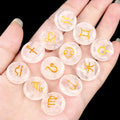 12 Constellations Themed Rune Spiritual Stones Zodiac Sign Reiki Healing Crystals Pocket Stones Natural Obsidian