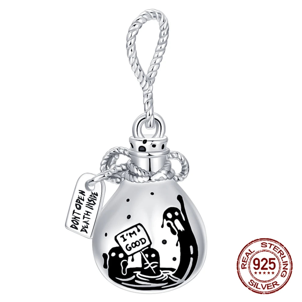 925 Sterling Silver Halloween Magic Potion Ghost Gothic Style Pendant Charm Fit Original Charms Bracelets Women Jewelry