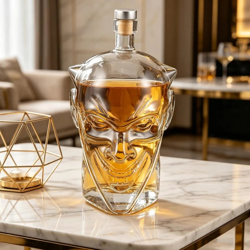 1L Fallen Angel Goblin Shaped Bottle Halloween Demon Whiskey Liquor Wine Glass Decanter with Cork Stopper Witch Home Bar Decor Gift