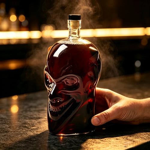 1L Fallen Angel Goblin Shaped Bottle Halloween Demon Whiskey Liquor Wine Glass Decanter with Cork Stopper Witch Home Bar Decor Gift