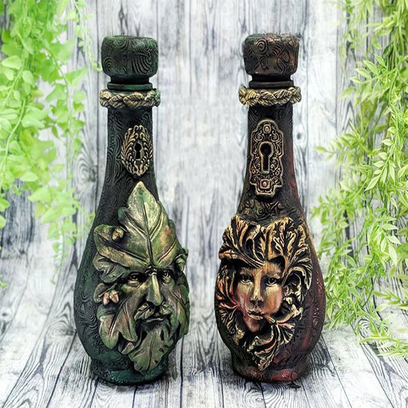 Witch Bottle Celestial Decorative Moon Potion Jar Gothic Decorative Witchcraft Sculpture