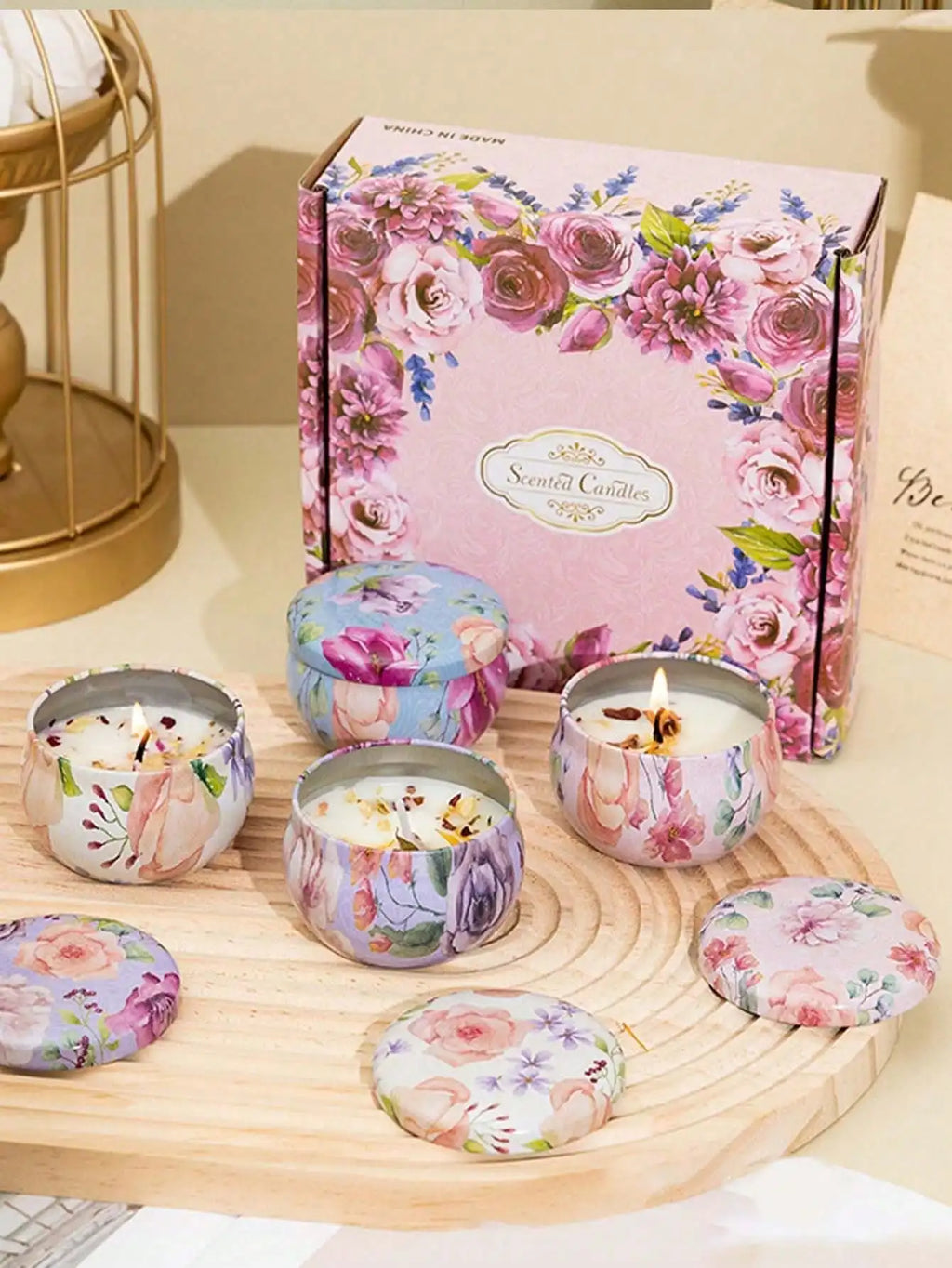 4 cans/set of hot melt wax aromatherapy set, homemade soy candle cup, flower candles for wedding and holiday decoration 4.4oz