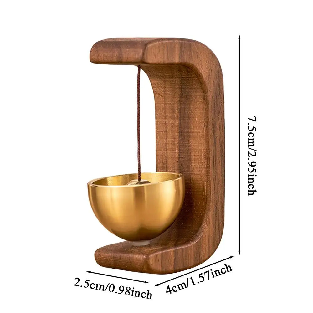 Wooden C Shaped Magnetic Brass Bell Wind Chime for Outdoors Door Bell Bells for Door Shopkeeper Bell Entry Chime Home Wind Bell