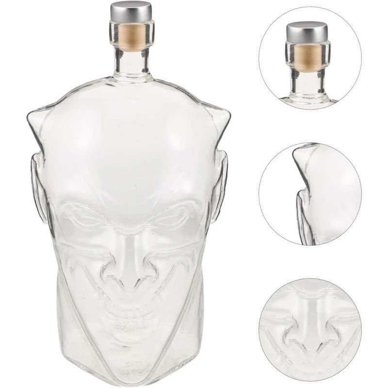 1L Fallen Angel Goblin Shaped Bottle Halloween Demon Whiskey Liquor Wine Glass Decanter with Cork Stopper Witch Home Bar Decor Gift