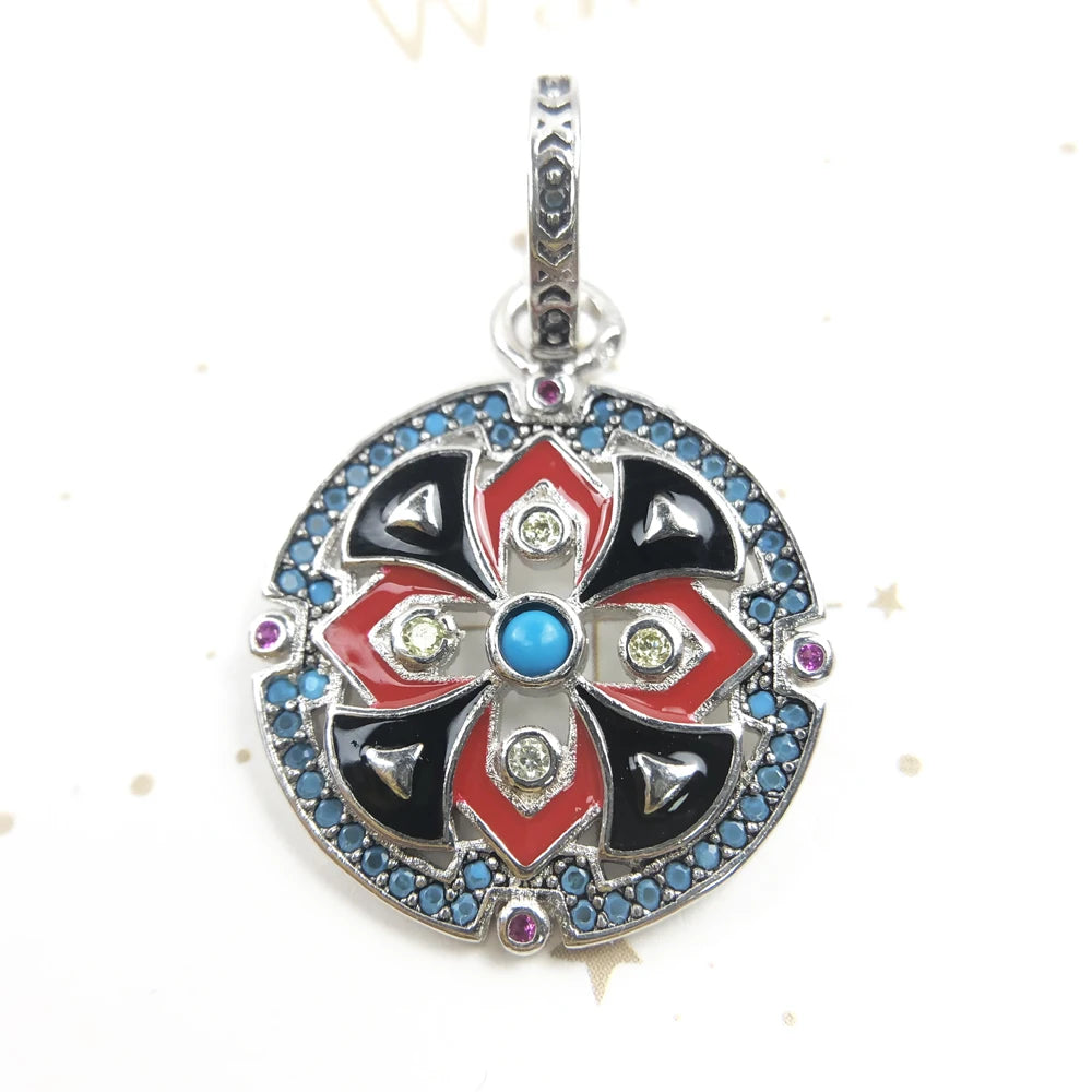 925 Sterling Silver Magical Amulet Mythical Aztec Compass Pendant Jewelry