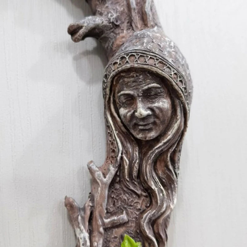 Celtic Sacred Moon Triple Goddess Mother Maiden Crone Wall Hanging Mirror With Pentagram Amulet Pendant Plaque Decor