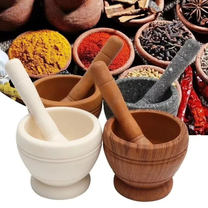 Resin Mortar and Pestle set Garlic Herb Spice Mixing Grinder Crusher Bowl Restaurant Kitchen Tools