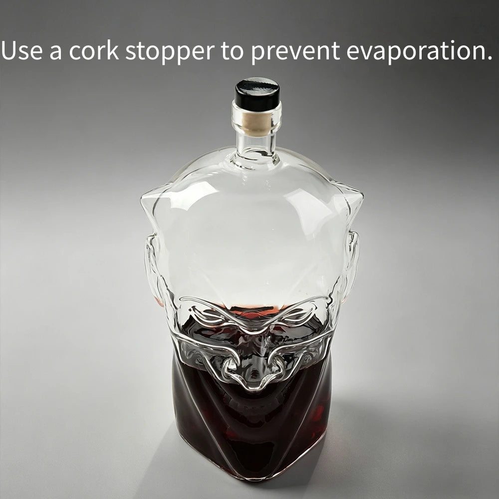 1L Fallen Angel Goblin Shaped Bottle Halloween Demon Whiskey Liquor Wine Glass Decanter with Cork Stopper Witch Home Bar Decor Gift
