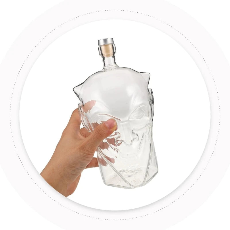 1L Fallen Angel Goblin Shaped Bottle Halloween Demon Whiskey Liquor Wine Glass Decanter with Cork Stopper Witch Home Bar Decor Gift