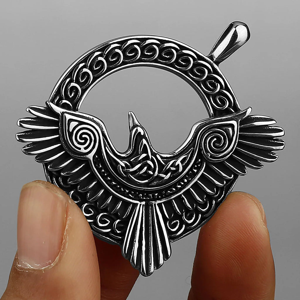 Viking Crow 316L Stainless Steel Pendant Necklace For Men Jewelry