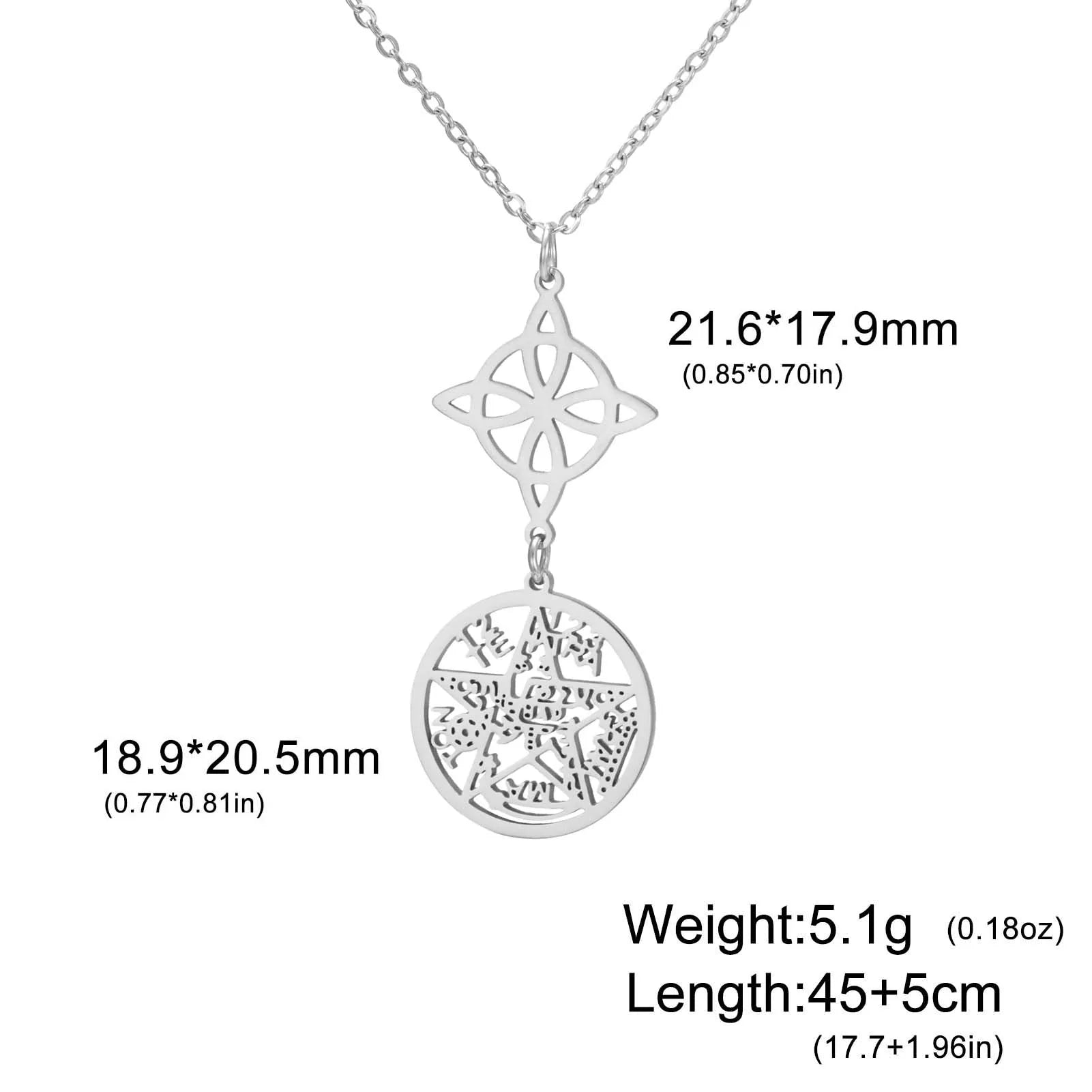 Witch Knot Pentagram  Necklace Stainless Steel Double Protection Jewerly