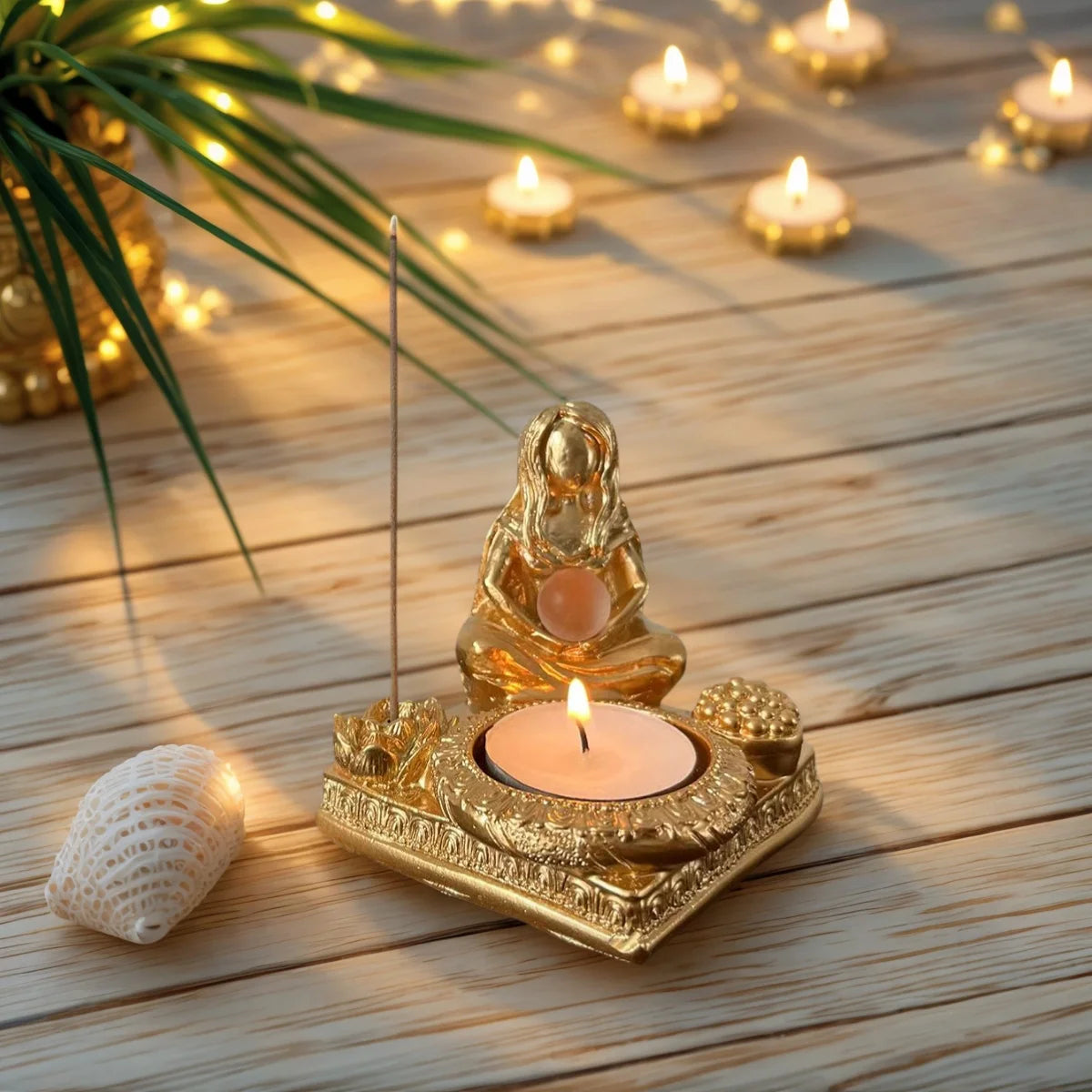 1 Piece Moon Goddess Candle Holder and Incense Statue Ornament, Zen Meditation Space Decoration, Tabletop Candle and Incense Holder, Artistic Atmosphere-Enhancing Item , Witchcraft, Rituals