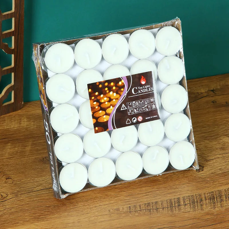 50PCS of Smokeless Tea Candles for Witchcraft, Rituals, Wedding, Birthday, Odorless Floating Wax, Bulk Wholesale