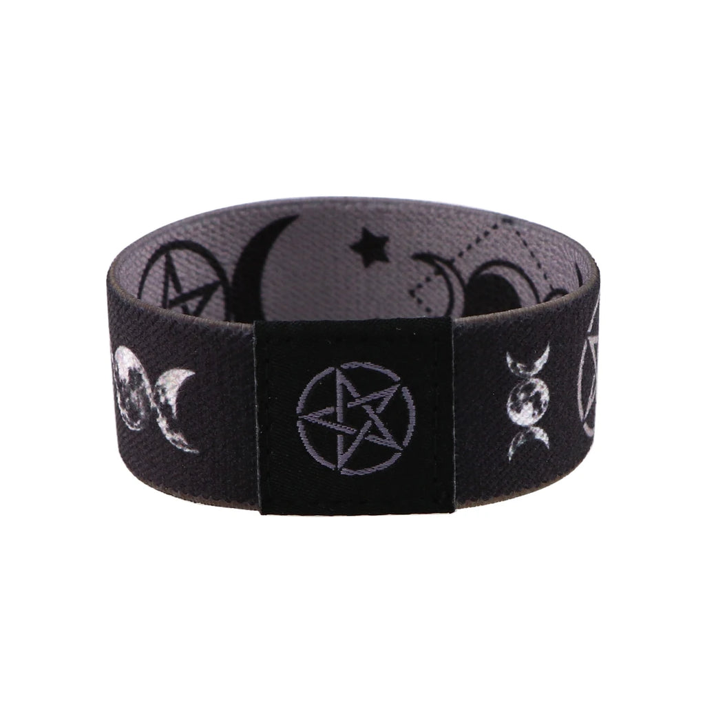 Triple Moon Goddess Wicca Pentagram Stretch Wristband Bracelet