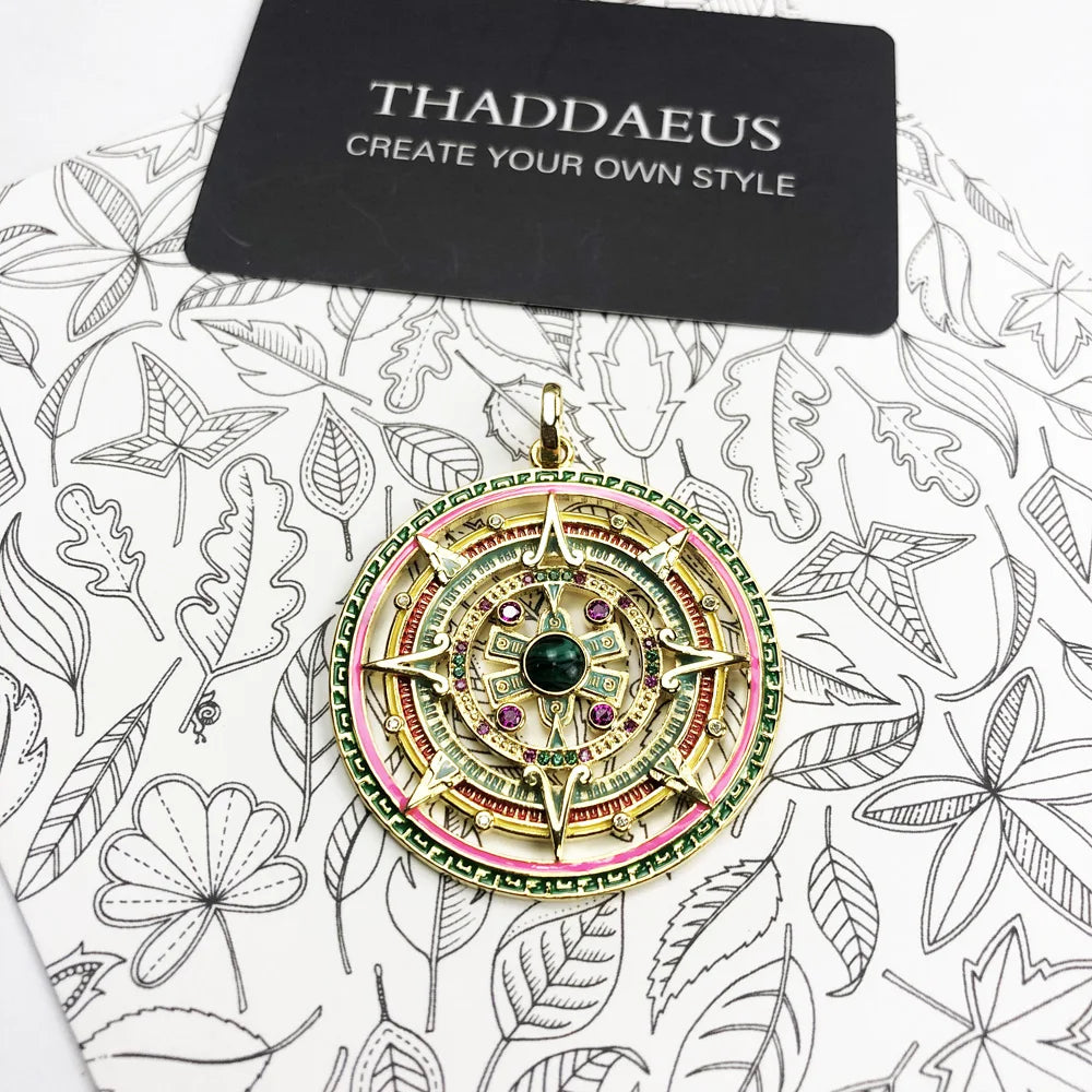 925 Sterling Silver Magical Amulet Mythical Aztec Compass Pendant Jewelry