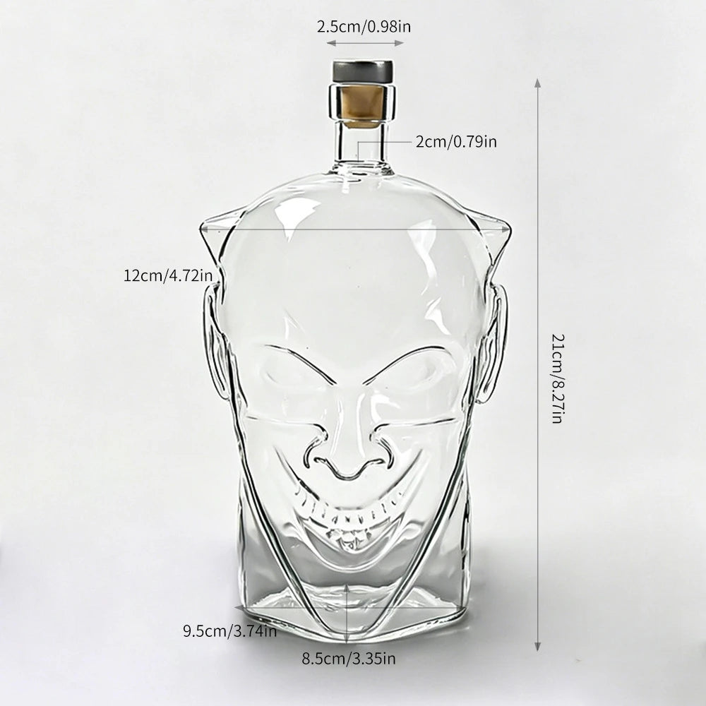 1L Fallen Angel Goblin Shaped Bottle Halloween Demon Whiskey Liquor Wine Glass Decanter with Cork Stopper Witch Home Bar Decor Gift