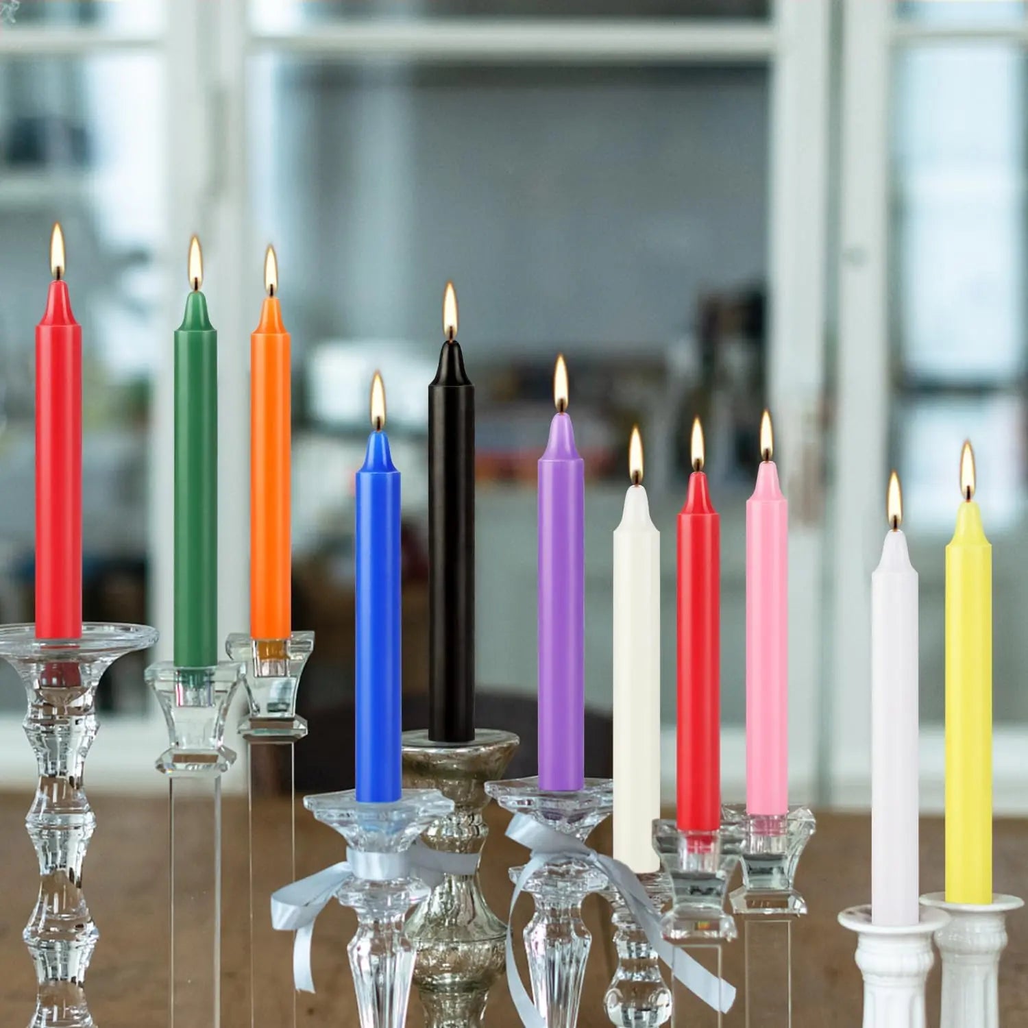 20 Colorful Small Stick Candles, Drip-Free, Smoke-Free, Unscented, Hand-Poured, High-Quality, Suitable for various events, Parties, Witchcraft, Rituals