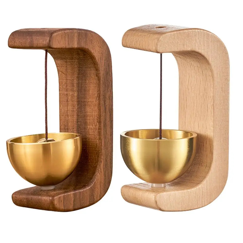Wooden C Shaped Magnetic Brass Bell Wind Chime for Outdoors Door Bell Bells for Door Shopkeeper Bell Entry Chime Home Wind Bell