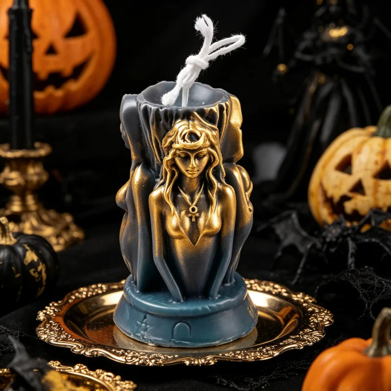 3D Triple Goddess Witch Silicone Candle Mold Maiden Mother Crone Mold for DIY Candle Soap Resin Halloween Witchcraft Ritual Home Decor
