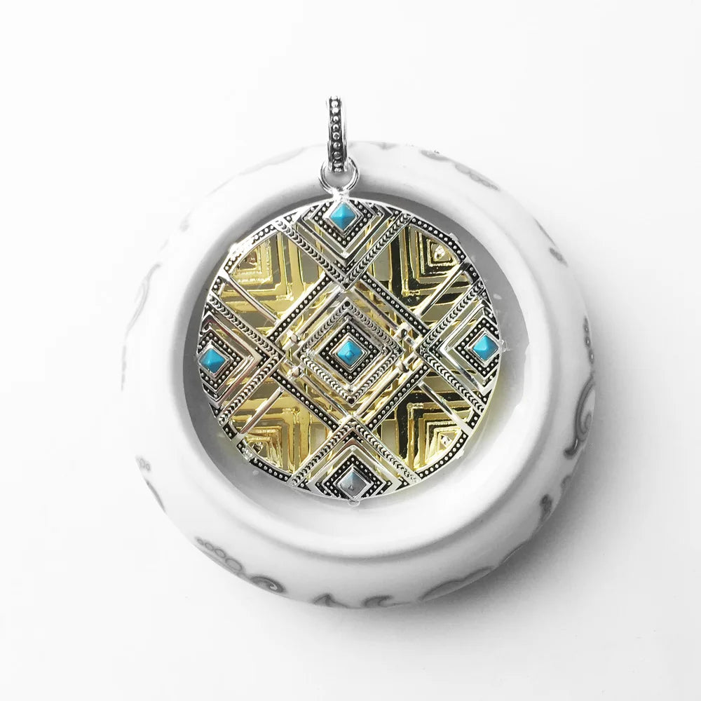 925 Sterling Silver Magical Amulet Mythical Aztec Compass Pendant Jewelry