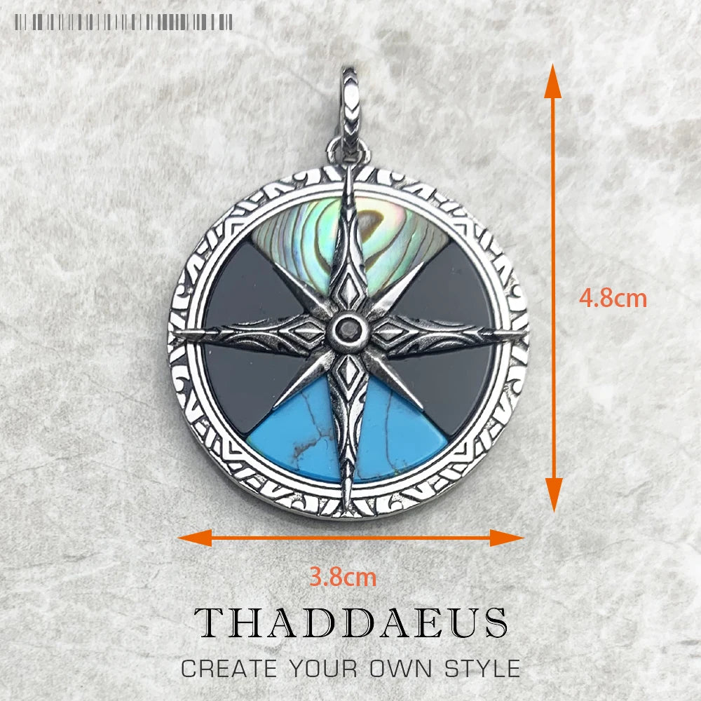 925 Sterling Silver Magical Amulet Mythical Aztec Compass Pendant Jewelry
